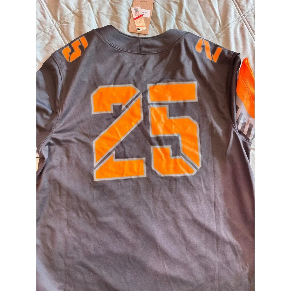 Nike Tennessee Volunteers Jersey #25 Charcoal Grey Orange Men Size Large